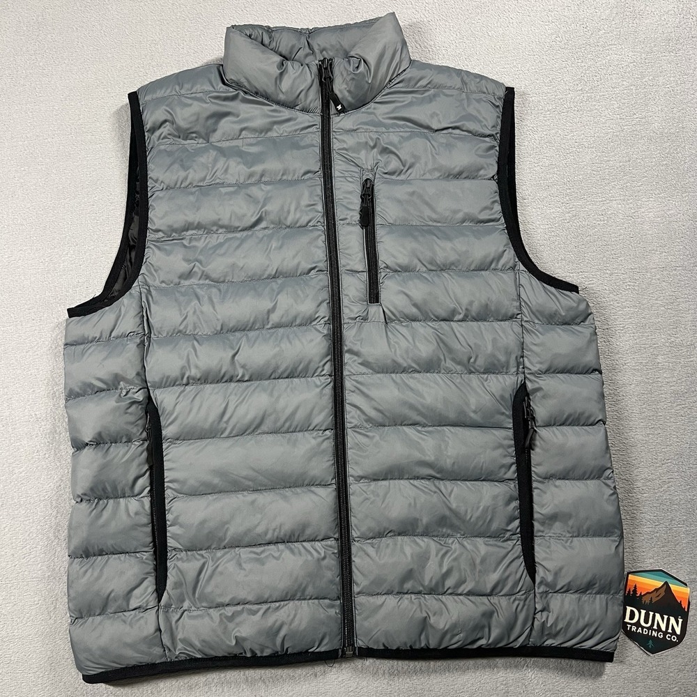 32 Degrees Heat Vest Mens L Gray Puffer Full Zip Sleeveless Zip Pockets